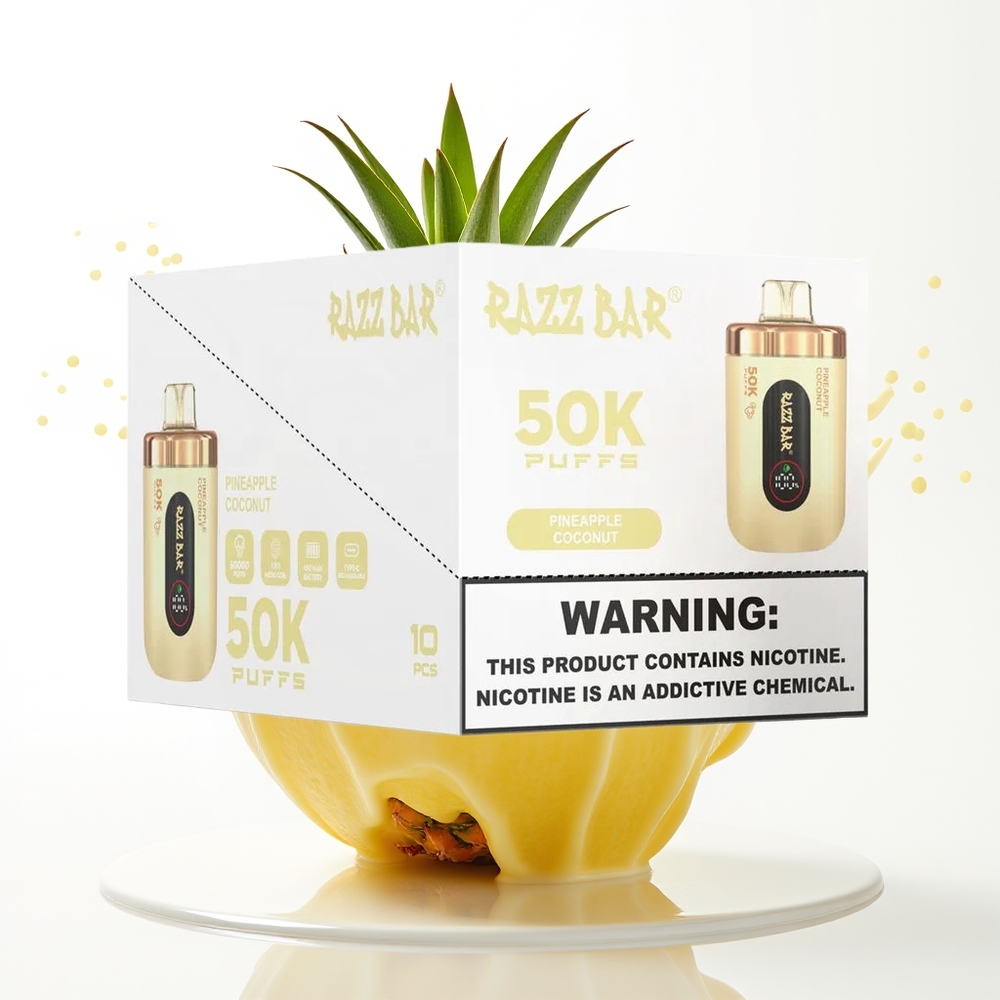 Razz Bar 50K Puffs Enkratna Vape Ananas Kokos 1.0 Ohm 650mAh
