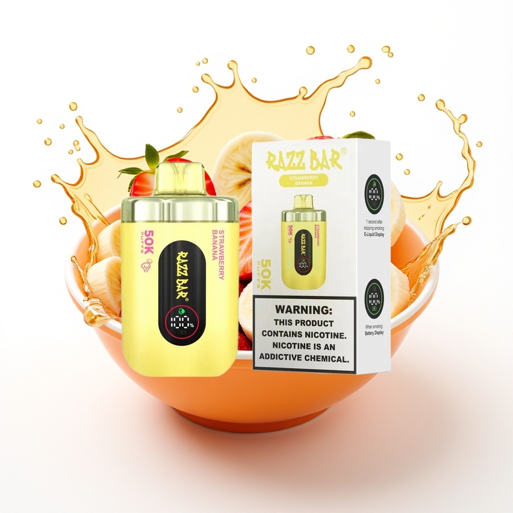 Razz Bar 50K Puffs Enkratna Vape Jagoda Banana 1.0 Ohm 2% Nikotin