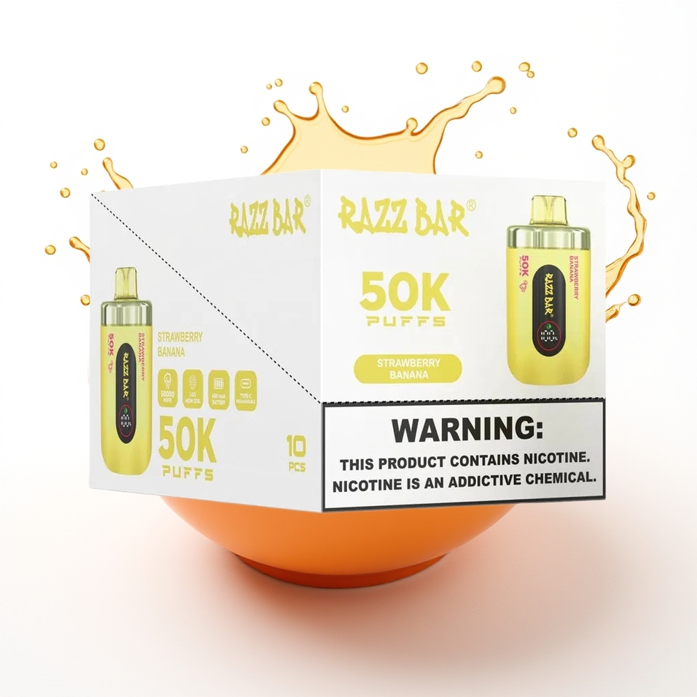 Razz Bar 50K Puffs Enkratna Vape Jagoda Banana 1.0 Ohm 2% Nikotin
