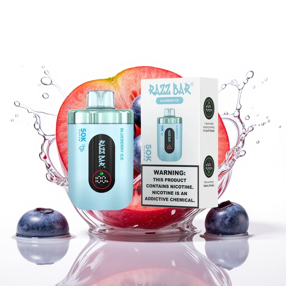 Razz Bar 50K Puffs Tipkalni Vape Borovnica Led 1.0 Ohm 650 Mah