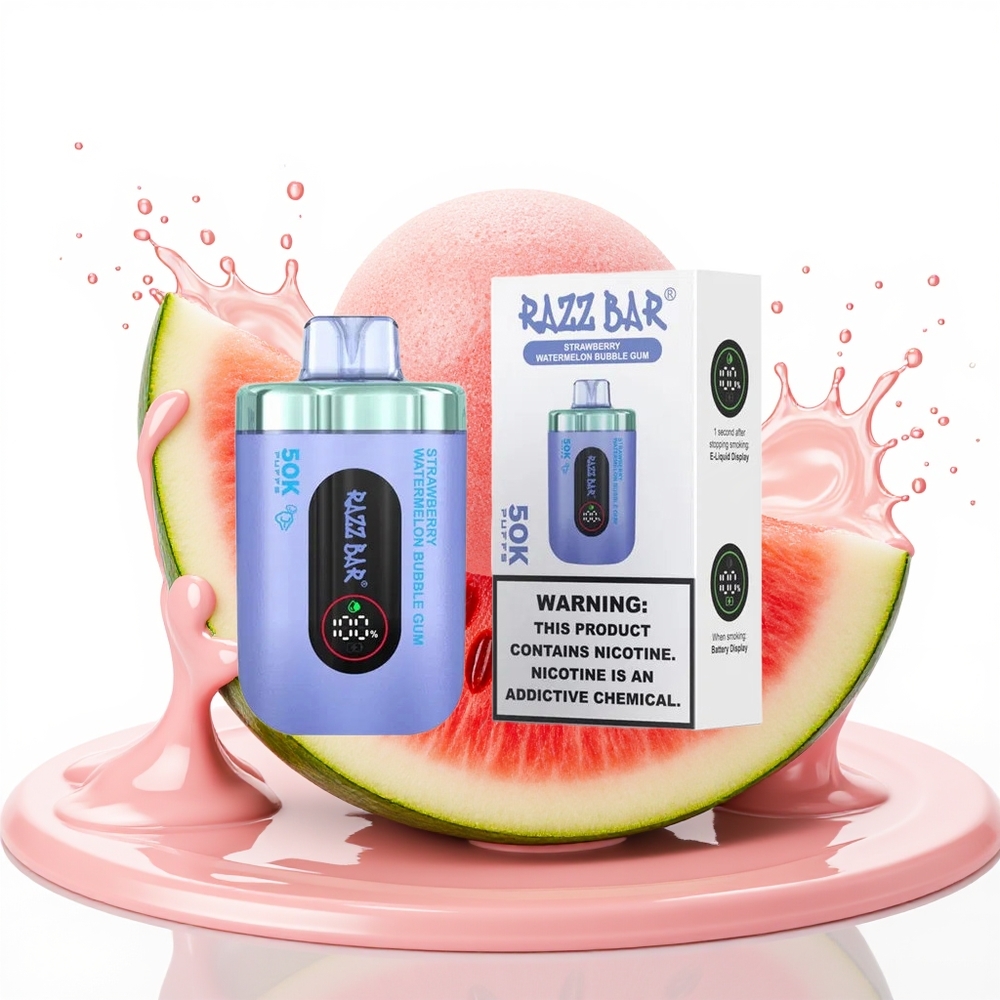 Razz Bar 50K Puffs Tipkovni Vape Jagoda Lubenica Mehurčki Gumi 1.0 Ohm 650mAh