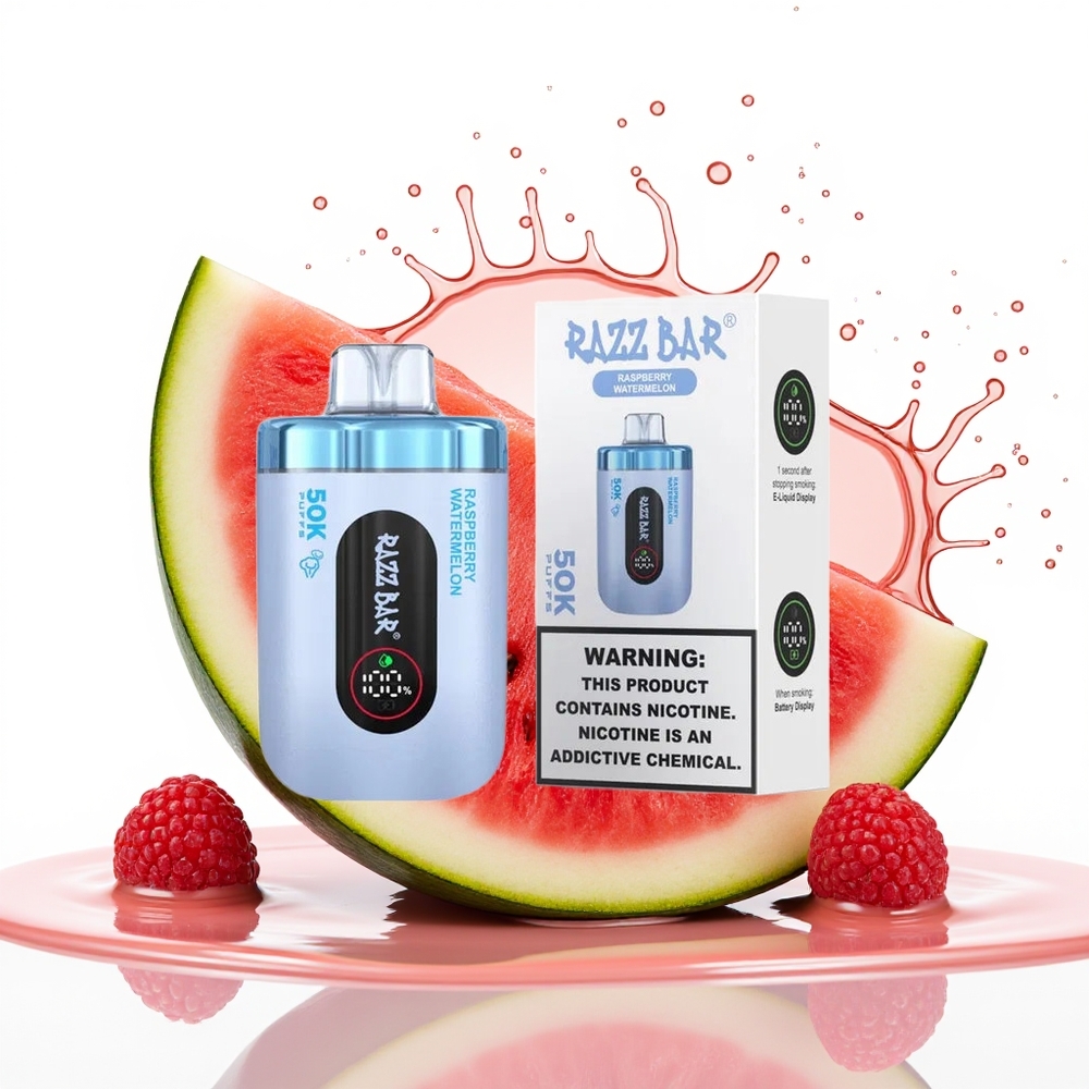 Razz Bar 50K Puffs Vapenje Mehanska 2% Nikotina Malina Lubenica