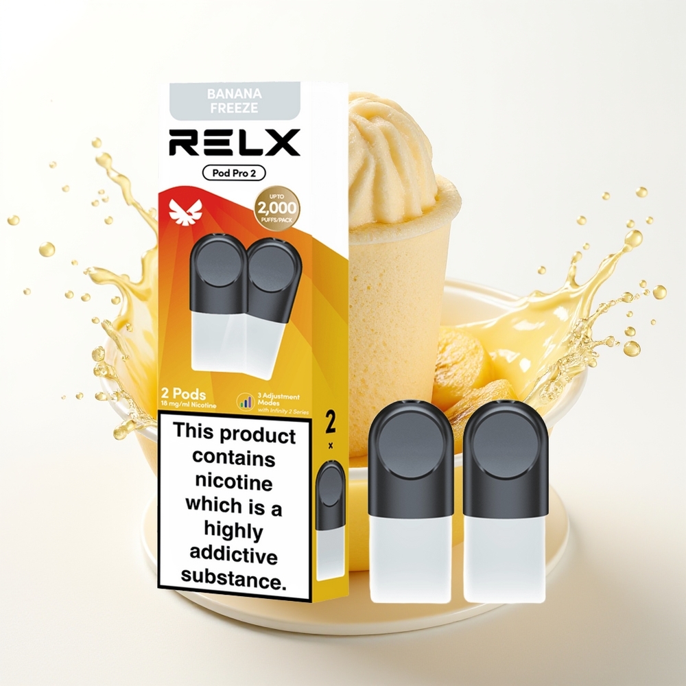 Relx Pod Pro 2 Sladkarna-Banana Frost 1.9ml/600 potegov 3 Načini