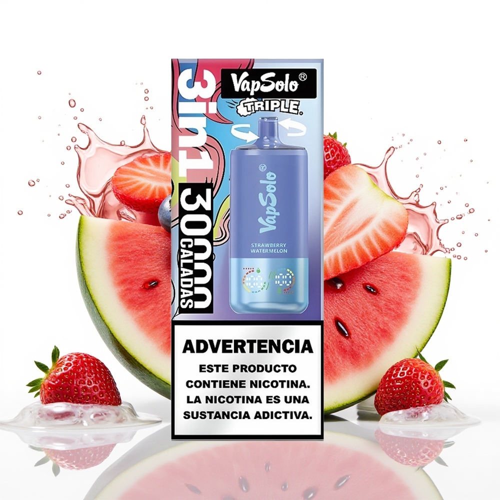VapSolo Triple 30000 Puffs 40ml Jagoda Lubenika & Borovnica Led