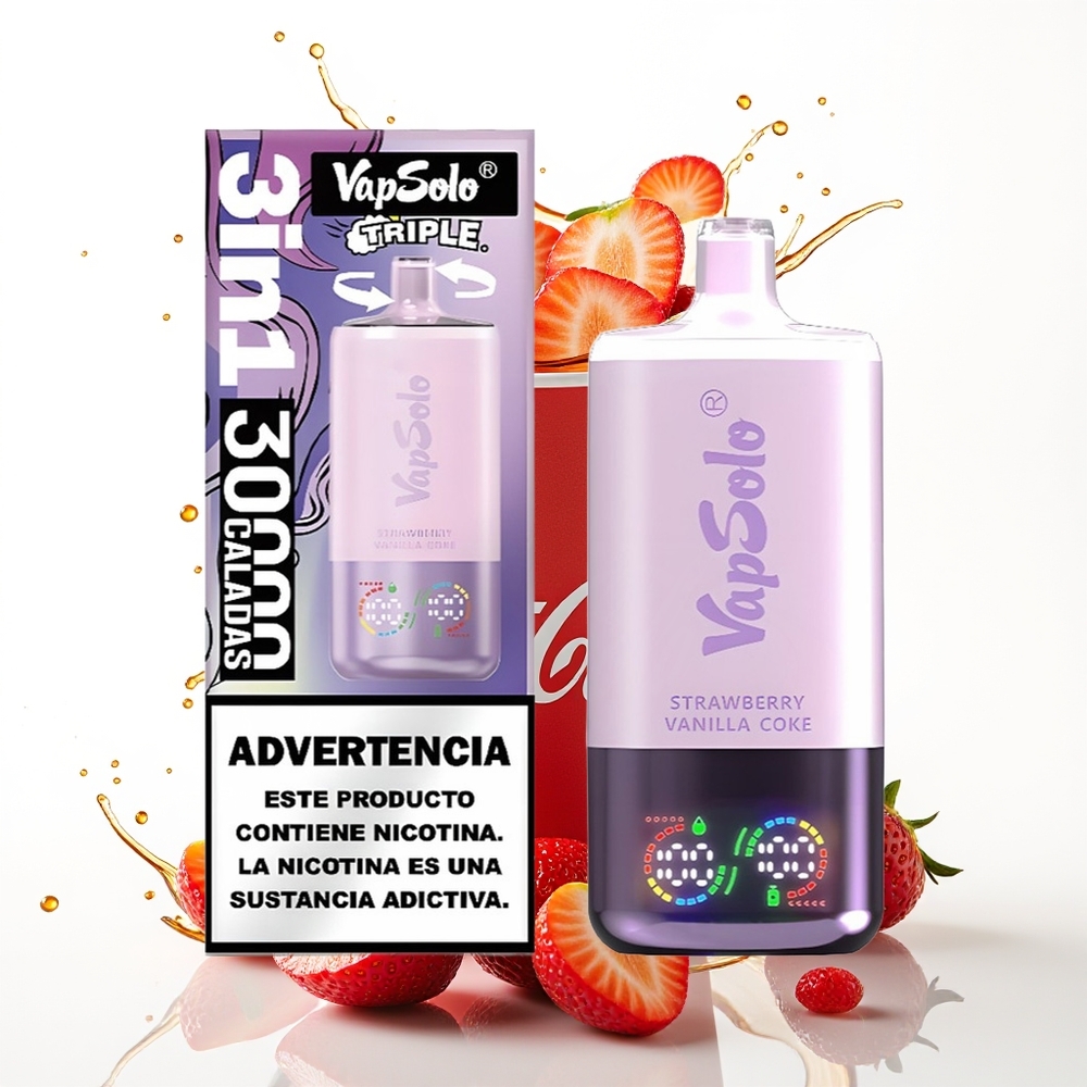 VapSolo Triple 30000 Puffs 40ml Jagoda Vanilja Koks Type-C