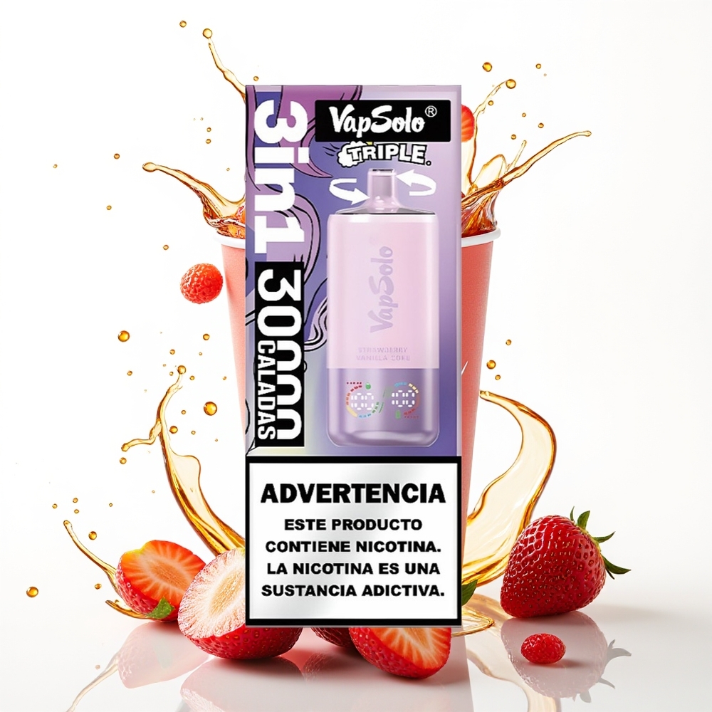 VapSolo Triple 30000 Puffs 40ml Jagoda Vanilja Koks Type-C