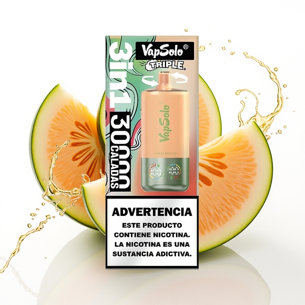 Vapsolo Triple 30000 Puffs 40ml Trojni Melon Enkratni Vape
