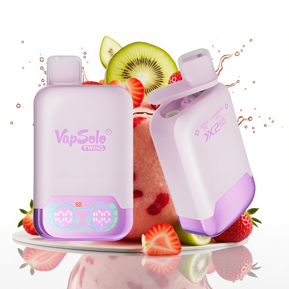 Vapsolo Twins 20000 Puffs 40 ml Tipka Vape Grozdji Led & Jagodični Kivi