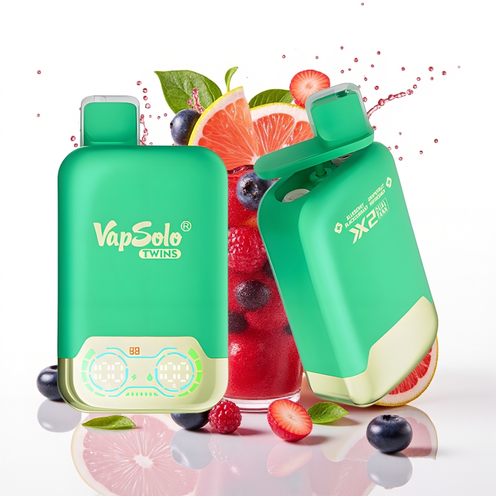 Vapsolo Twins 20000 Puffs 40ml 2Tank Borovnica Ribez & Grenivka Osvežilnik