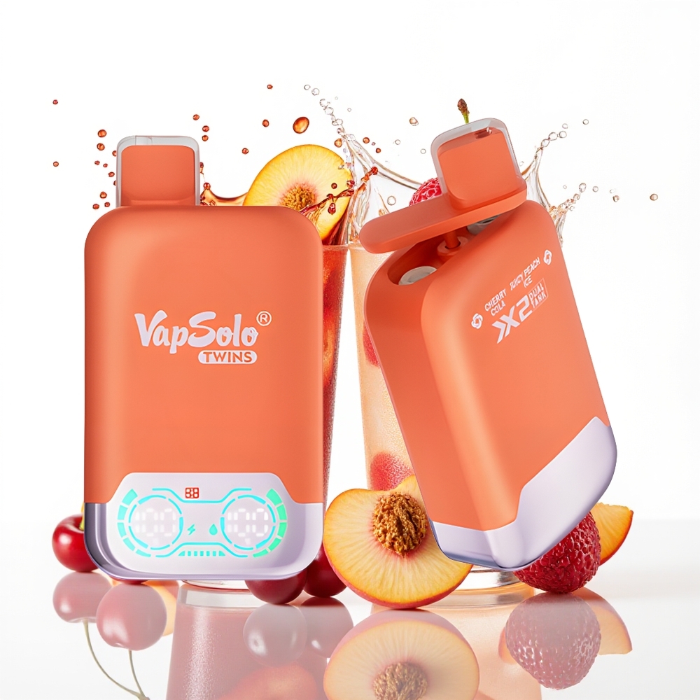Vapsolo Twins 20000 Puffs 40ml Cherry Cola & Juicy Peach Ice Enkratni Vape