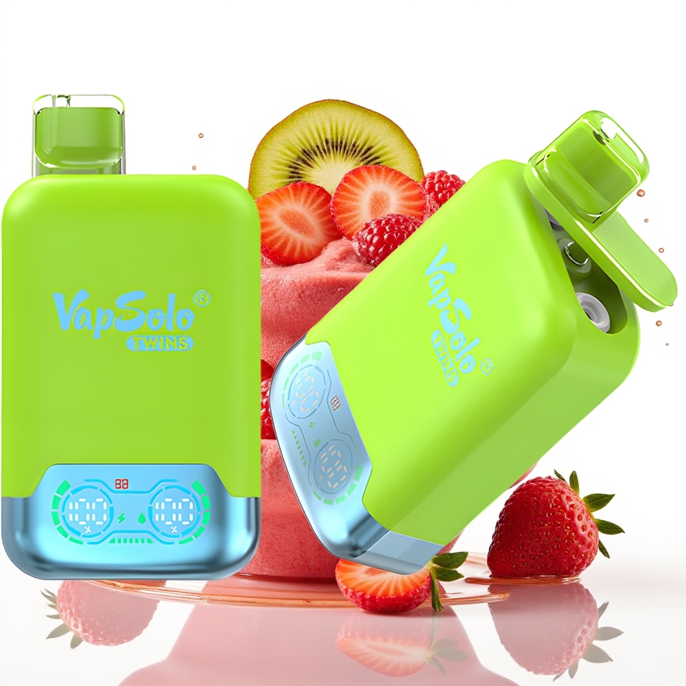 Vapsolo Twins 20000 Puffs 40ml Dvojni Jagoda Kivi & Jagoda Malina Češnja Led